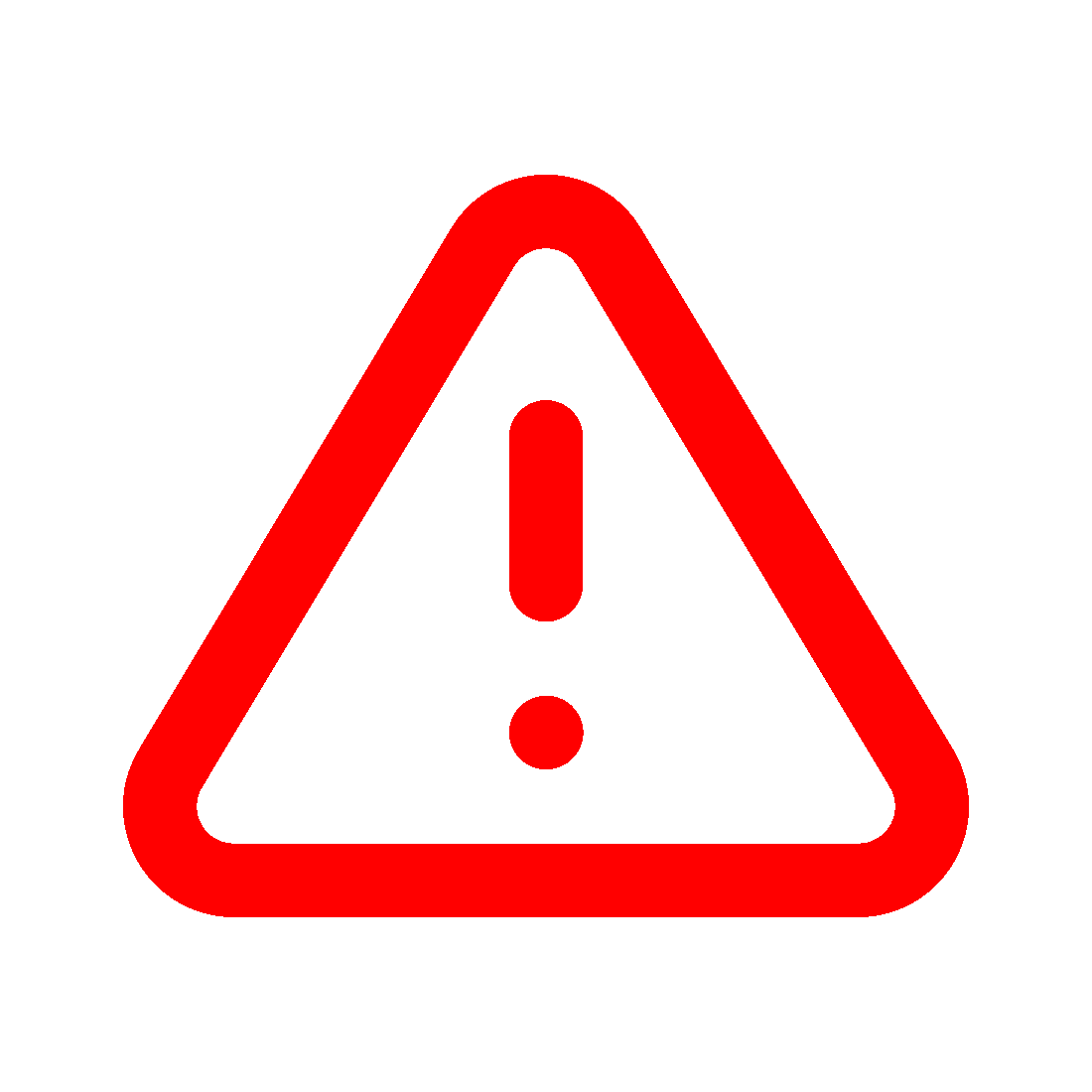Red triangle with a white exclamation mark in the center